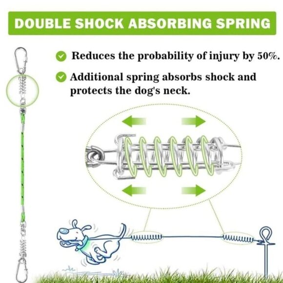 New Long Dog Tie Out Cable with double shock spring 30ft. - Picture 4 of 5